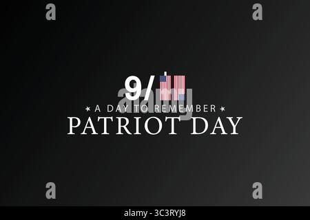 Design minimal Patriot Day Tribute con bandiera e tipografia 911 Illustrazione Vettoriale