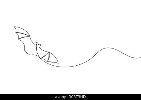 Disegno a pistrello a una linea in stile semplice e minimale su sfondo bianco pulito Illustrazione Vettoriale