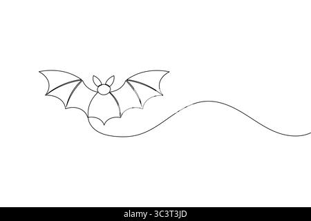 Disegno a pistrello a una linea in stile semplice e minimale su sfondo bianco pulito Illustrazione Vettoriale