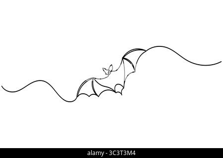 Disegno a pistrello a una linea in stile semplice e minimale su sfondo bianco pulito Illustrazione Vettoriale