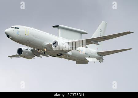Un Boeing e-7 Wedgetail aereo di allerta precoce e controllo della Royal Air Force. Foto Stock