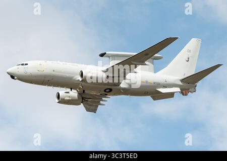 Un Boeing e-7 Wedgetail aereo di allerta precoce e controllo della Royal Air Force. Foto Stock