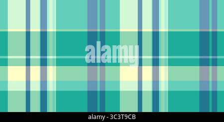 Piumino a controllo vettoriale, sciarpa in tessuto tartan a quadri. Tessuto vittoriano con motivo di sfondo senza cuciture in una tavolozza di colori chiari e ottanio. Illustrazione Vettoriale