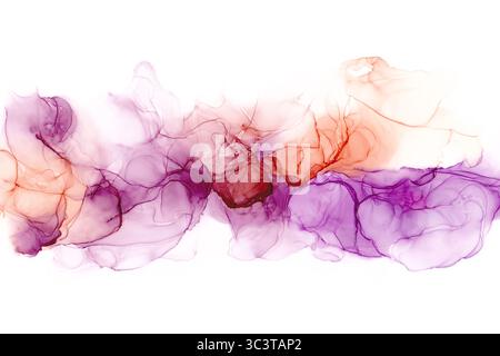 Sfondo a trama di inchiostro rosa con alcool. Fantasia in marmo fluido, sfondo rosa acquerello liquido. Dipinto a mano su carta. Macchie di inchiostro con alcool Foto Stock
