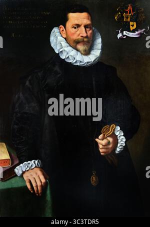 Ritratto di Petrus Ricardus XVI secolo di Frans Pourbus (II) (1569–1622) Groeningemuseum, museo municipale, Bruges, Belgio, fiammingo, Foto Stock
