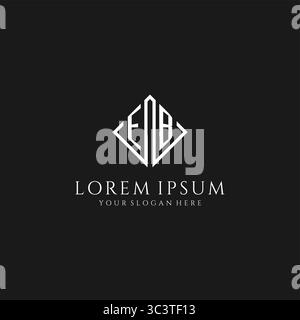 Logo Letter EB con grafica vettoriale in stile rombo quadrato Illustrazione Vettoriale