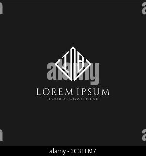 Logo Letter IB con grafica vettoriale stile rombo quadrato Illustrazione Vettoriale