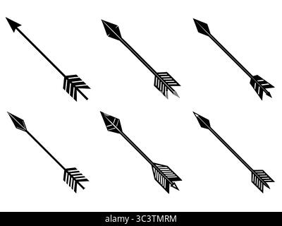 Frecce di prua, fascio di icone di freccia di prua, icona di freccia Illustrazione Vettoriale