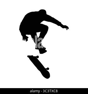Silhouette di Young Man skateboard su Ramp Illustrazione Vettoriale