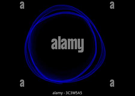 Futuristico motivo a punti. Esplosione di onde contorte su sfondo scuro. L'onda sonora delle particelle dinamiche scorre al buio. Big data. rendering 3d. Illustrazione Vettoriale