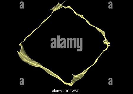 Futuristico motivo a punti. Esplosione di onde contorte su sfondo scuro. L'onda sonora delle particelle dinamiche scorre al buio. Big data. rendering 3d. Illustrazione Vettoriale