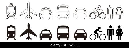 Icone di trasporto per la segnaletica stradale. Illustrazione vettoriale segnaletica stradale segnaletica stradale. Illustrazione Vettoriale