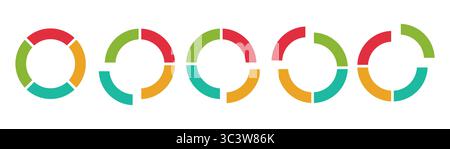 Serie di diagrammi percentuali circolari per infografiche Illustrazione Vettoriale