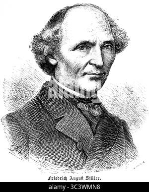 Friedrich August Stüler (1800-1865), architetto e costruttore prussiano, ispettore degli edifici reali, persona della storia, Isrorica Illsutration 1886 Foto Stock