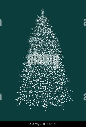 Oggetto albero coperto di neve. disegno a mano. Non IA. Illustrazione vettoriale Illustrazione Vettoriale