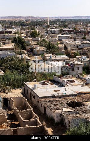 Oasi di Siwa, paesaggio urbano da Gebel el-Dakrour, oracolo di Amon, tempio di Amon, oasi di Siwa, governatorato di Marsa Matrouh, Egitto, Nord Africa, Africa Foto Stock