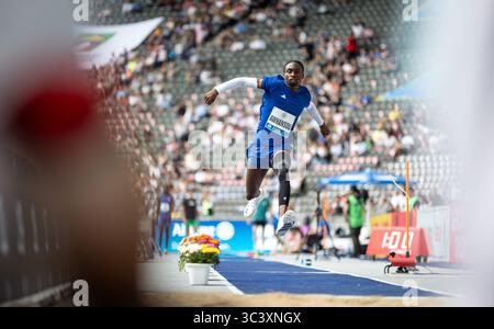 Berlino, Germania. 27 luglio 2025. Yoann Awhansou (BEN) im Dreisprung; ISTAF Berlin am 27.07.2025 im Olympiastadion a Berlino (Deutschland). Credito: dpa/Alamy Live News Foto Stock