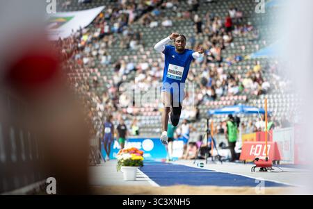 Berlino, Germania. 27 luglio 2025. Yoann Awhansou (BEN) im Dreisprung; ISTAF Berlin am 27.07.2025 im Olympiastadion a Berlino (Deutschland). Credito: dpa/Alamy Live News Foto Stock