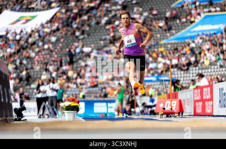 Berlino, Germania. 27 luglio 2025. Max lui? (GER) im Dreisprung; ISTAF Berlin am 27.07.2025 im Olympiastadion a Berlino (Deutschland). Credito: dpa/Alamy Live News Foto Stock