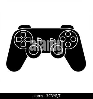 Icona grafica remota del controller di gioco nero - illustrazione vettoriale isolata su sfondo bianco Illustrazione Vettoriale