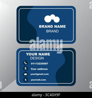 Moderna illustrazione vettoriale del modello di biglietto da visita con una serie di icone Web e finanziarie Illustrazione Vettoriale