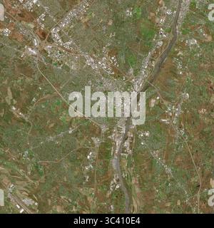 Immagine satellitare di Albany, la capitale di New York, USA - contiene dati Copernicus Sentinel modificati (2025) Foto Stock