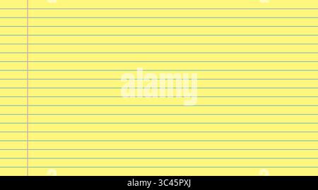 Carta per notebook con linee gialle. Blocco note per le note. Foglio rivestito con strisce blu. Modello vettoriale utilizzato nella progettazione e nella pubblicità di prodotti scolastici. Illustrazione Vettoriale