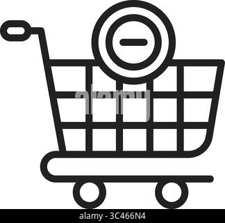 Icona Rimuovi dal carrello. Adatto per applicazioni mobili, applicazioni Web e supporti di stampa. Illustrazione Vettoriale