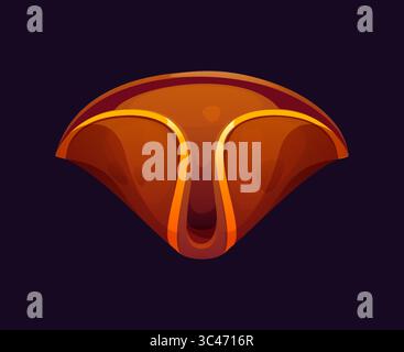 Cartoon pirata tricorno o cappello coccodrillo, copricapo corsaro e capitano, icona vettoriale. Cappello in pelle tricorno o tricorno pirata, copricapo marino o cappello di cavalleria navale medievale per l'antico copricapo marittimo Illustrazione Vettoriale