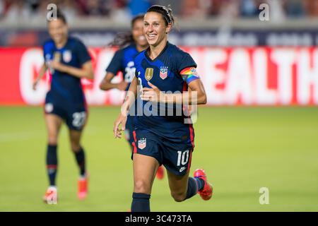 13 giugno 2021: L'attaccante degli Stati Uniti Carli Lloyd (10) celebra il suo gol durante una partita internazionale di calcio tra Giamaica e Stati Uniti al BBVA Stadium di Houston, Texas. ..Trask Smith/CSM(immagine di credito: &Copy; Trask Smith/CSM tramite filo ZUMA) Foto Stock