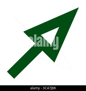 Una freccia verde rivolta verso destra. Bolla vocale per Web e app. Icona per i progetti. Illustrazione. Forma, geometria. Foto Stock