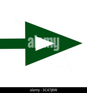 Una freccia verde rivolta verso destra. Bolla vocale per Web e app. Icona per i progetti. Illustrazione. Forma, geometria. Foto Stock