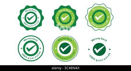 Icone garanzia soddisfatti o rimborsati per la politica di restituzione e la fiducia del cliente Illustrazione Vettoriale