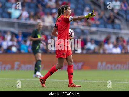 26 luglio 2018 - Kansas City, Kansas, Stati Uniti - Kansas City, KS - 26 luglio 2018: L'Australia ha sconfitto il Brasile 3-1 durante il Tournament of Nations al Children's Mercy Park. (Immagine di credito: © Brad Smith/ISIPhotos via ZUMA Wire) Foto Stock