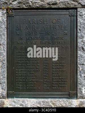 War Memorial, Blair Atholl, Perthshire, Scozia, Regno Unito. Foto Stock