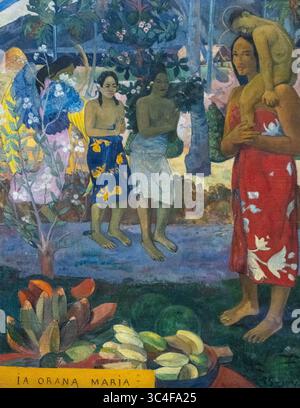 Dipinto chiamato Ia Orana Maria (Ave Maria) di Paul Gauguin al museo d'arte New York MET Foto Stock