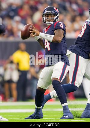 18 agosto 2018 - Houston, Texas, USA - quarterback degli Houston Texans Deshaun Watson (4) in una gara di pre-stagione NFL tra i San Francisco 49ers e gli Houston Texans il 18 agosto 2018 all'NRG Stadium di Houston, Texas. Gli Houston Texans hanno battuto i San Francisco 49ers 16-13 (Credit Image: © Maria Lysaker via ZUMA Wire) Foto Stock