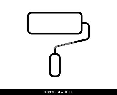Questo disegno minimalista raffigura un rullo di pittura, ideale per temi di miglioramento della casa, progetti di ristrutturazione e attività fai da te. Perfetto per la creatività desi Illustrazione Vettoriale