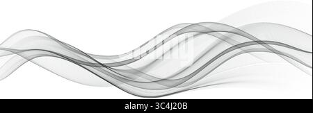 Sfondo onda trasparente con sfumatura di fumo morbida. Linee ondulate colorate isolate su sfondo bianco. Illustrazione Vettoriale