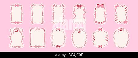 Graziosi elementi della cornice ad arco. Moderni bordi stravaganti disegnati a mano per inviti e carte. Illustrazione Vettoriale