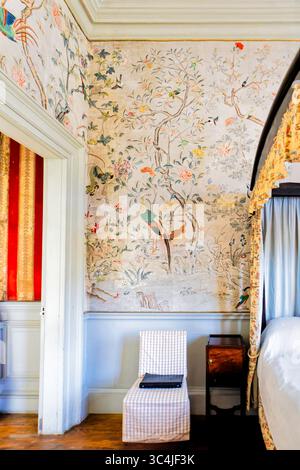 Felbrigg Hall, camera da letto con decorazioni cinesi. Foto Stock