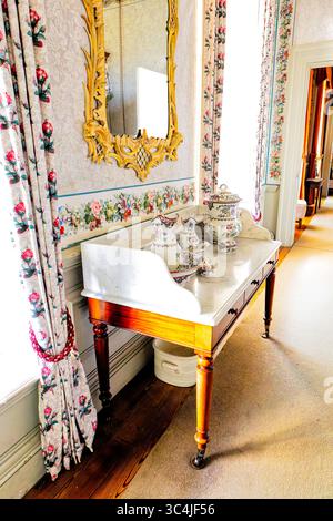 Felbrigg Hall, camera da letto con decorazioni cinesi. Foto Stock
