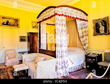 Felbrigg Hall, camera da letto con decorazioni cinesi. Foto Stock
