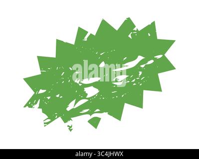 Set di adesivi ecologici verdi con texture grunge in varie forme. Etichette naturali e organiche ideali per prodotti ecologici, promozioni e branding sostenibile Illustrazione Vettoriale