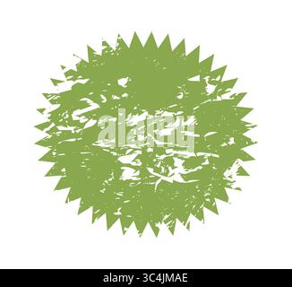 Set di adesivi ecologici verdi con texture grunge in varie forme. Etichette naturali e organiche ideali per prodotti ecologici, promozioni e branding sostenibile Illustrazione Vettoriale