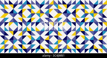 La trapunta geometrica senza cuciture blocca pattern, triangoli e forme di diamanti. Perfetto per tessuti, sfondi astratti, design in tessuto e c Illustrazione Vettoriale