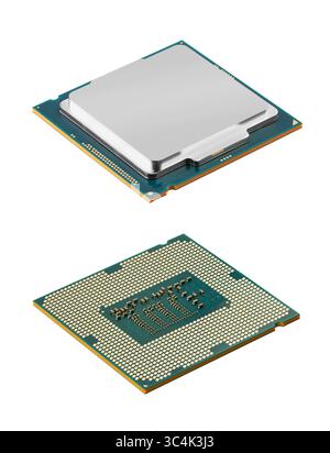 Computer processori CPU isolati su sfondo bianco Foto Stock