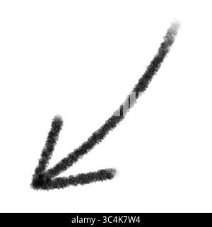 Freccia marcatore nera disegnata a mano isolata su uno sfondo trasparente, freccia disegnata a mano png, freccia curva, freccia acquerello nero Foto Stock