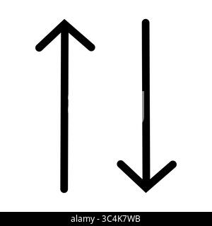 Freccia disegnata con marcatore nero isolato su sfondo bianco, icona freccia, coppia di frecce, serie nera di frecce disegnate a mano Foto Stock