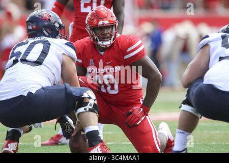 8 settembre 2018 - Houston, USA - il defensive tackle degli Houston Cougars ed Oliver (10) durante una partita di football NCAA tra Houston e Arizona sabato 8 settembre 2018 a Houston, Texas. (Immagine di credito: © Scott Coleman/ZUMA Wire) Foto Stock